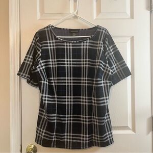 NWT Ashley Stewart Plaid Short Sleeve Top Size 18/20